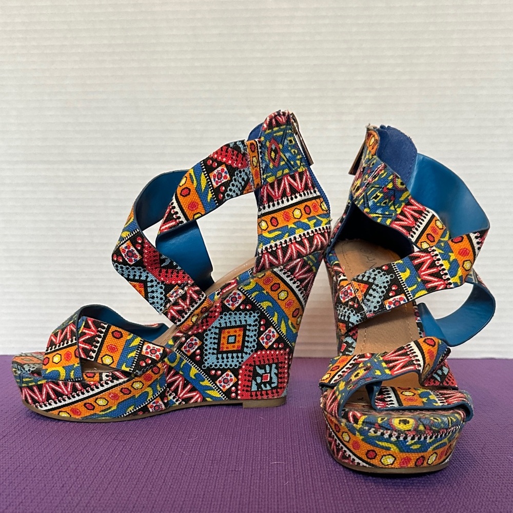 Anna Vibrant Multicolor Wedge Sandals